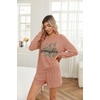 Ekouaer Women’s Pajama Sets Long Sleeve Top & Shorts Matching Lounge Set(Caramel Pumpkin)