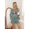 Ekouaer Women’s Pajama Sets Long Sleeve Top & Shorts Matching Lounge Set(Green Christmas)