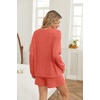 Ekouaer Women’s Pajama Sets Long Sleeve Top & Shorts Matching Lounge Set(Red Christmas)