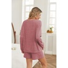 Ekouaer Women’s Pajama Sets Long Sleeve Top & Shorts Matching Lounge Set(Wine Red Ny)