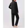 Ekouaer Womens Pajamas Set Button Down Long Sleeve Top & Pants Lounge Sets(A_black)
