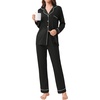 Ekouaer Womens Pajamas Set Button Down Long Sleeve Top & Pants Lounge Sets(A_black)
