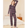 Ekouaer Womens Pajamas Set Button Down Long Sleeve Top & Pants Lounge Sets(B_black Plaid)
