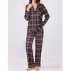 Ekouaer Womens Pajamas Set Button Down Long Sleeve Top & Pants Lounge Sets(B_black Plaid)