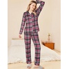 Ekouaer Womens Pajamas Set Button Down Long Sleeve Top & Pants Lounge Sets(B_black Red Plaid)