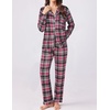 Ekouaer Womens Pajamas Set Button Down Long Sleeve Top & Pants Lounge Sets(B_black Red Plaid)