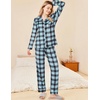 Ekouaer Womens Pajamas Set Button Down Long Sleeve Top & Pants Lounge Sets(B_blue Plaid)