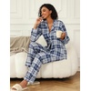 Ekouaer Womens Pajamas Set Button Down Long Sleeve Top & Pants Lounge Sets(B_deep Blue Plaid)