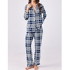 Ekouaer Womens Pajamas Set Button Down Long Sleeve Top & Pants Lounge Sets(B_deep Blue Plaid)