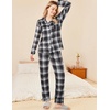 Ekouaer Womens Pajamas Set Button Down Long Sleeve Top & Pants Lounge Sets(B_grey Plaid)