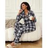 Ekouaer Womens Pajamas Set Button Down Long Sleeve Top & Pants Lounge Sets(B_grey Plaid)
