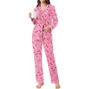 Ekouaer Womens Pajamas Set Button Down Long Sleeve Top & Pants Lounge Sets(Big Rose Bow)