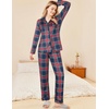 Ekouaer Womens Pajamas Set Button Down Long Sleeve Top & Pants Lounge Sets(B_red Green Plaid)