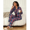 Ekouaer Womens Pajamas Set Button Down Long Sleeve Top & Pants Lounge Sets(B_red Green Plaid)