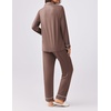 Ekouaer Womens Pajamas Set Button Down Long Sleeve Top & Pants Lounge Sets(Brown)