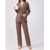 Ekouaer Womens Pajamas Set Button Down Long Sleeve Top & Pants Lounge Sets(Brown)