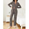 Ekouaer Womens Pajamas Set Button Down Long Sleeve Top & Pants Lounge Sets(Brown Leopard)