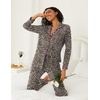Ekouaer Womens Pajamas Set Button Down Long Sleeve Top & Pants Lounge Sets(Brown Leopard)
