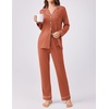 Ekouaer Womens Pajamas Set Button Down Long Sleeve Top & Pants Lounge Sets(Caremel)