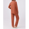 Ekouaer Womens Pajamas Set Button Down Long Sleeve Top & Pants Lounge Sets(Caremel)
