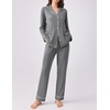 Ekouaer Womens Pajamas Set Button Down Long Sleeve Top & Pants Lounge Sets(Grey)