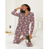 Ekouaer Womens Pajamas Set Button Down Long Sleeve Top & Pants Lounge Sets(Leopard Bow)