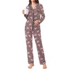 Ekouaer Womens Pajamas Set Button Down Long Sleeve Top & Pants Lounge Sets(Leopard Bow)