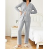 Ekouaer Womens Pajamas Set Button Down Long Sleeve Top & Pants Lounge Sets(Light Grey)