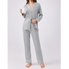 Ekouaer Womens Pajamas Set Button Down Long Sleeve Top & Pants Lounge Sets(Light Grey)
