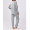 Ekouaer Womens Pajamas Set Button Down Long Sleeve Top & Pants Lounge Sets(Light Grey)