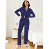 Ekouaer Womens Pajamas Set Button Down Long Sleeve Top & Pants Lounge Sets(Navy Blue 2)