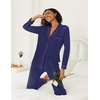 Ekouaer Womens Pajamas Set Button Down Long Sleeve Top & Pants Lounge Sets(Navy Blue 2)