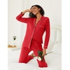 Ekouaer Womens Pajamas Set Button Down Long Sleeve Top & Pants Lounge Sets(Red)