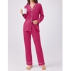 Ekouaer Womens Pajamas Set Button Down Long Sleeve Top & Pants Lounge Sets(Rose Red)