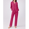 Ekouaer Womens Pajamas Set Button Down Long Sleeve Top & Pants Lounge Sets(Rose Red)
