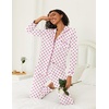 Ekouaer Womens Pajamas Set Button Down Long Sleeve Top & Pants Lounge Sets(Small Red Flowers)