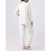 Ekouaer Womens Pajamas Set Button Down Long Sleeve Top & Pants Lounge Sets(White)