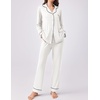Ekouaer Womens Pajamas Set Button Down Long Sleeve Top & Pants Lounge Sets(White)
