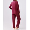 Ekouaer Womens Pajamas Set Button Down Long Sleeve Top & Pants Lounge Sets(Wine Red)