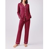 Ekouaer Womens Pajamas Set Button Down Long Sleeve Top & Pants Lounge Sets(Wine Red)