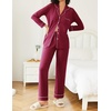 Ekouaer Womens Pajamas Set Button Down Long Sleeve Top & Pants Lounge Sets(Wine Red)