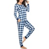 Ekouaer Womens Pajamas Sets Long Sleeve Tops with Jogger Pants(Blue Plaid)
