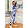 Ekouaer Womens Pajamas Sets Long Sleeve Tops with Jogger Pants(Blue Star)