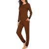 Ekouaer Womens Pajamas Sets Long Sleeve Tops with Jogger Pants(Caramel Plaid)