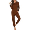 Ekouaer Womens Pajamas Sets Long Sleeve Tops with Jogger Pants(Caramel Plaid)