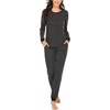 Ekouaer Womens Pajamas Sets Long Sleeve Tops with Jogger Pants(Grey Plaid)