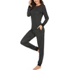 Ekouaer Womens Pajamas Sets Long Sleeve Tops with Jogger Pants(Grey Plaid)
