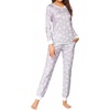 Ekouaer Womens Pajamas Sets Long Sleeve Tops with Jogger Pants(Light Grey Pink Star)