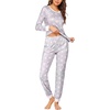 Ekouaer Womens Pajamas Sets Long Sleeve Tops with Jogger Pants(Light Grey Pink Star)