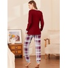 Ekouaer Womens Pajamas Sets Long Sleeve Tops with Jogger Pants(Wine Red Plaid)